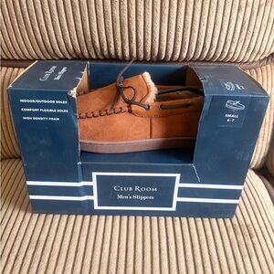 Club Room Men's Tan Suede Slip-On Moccasins